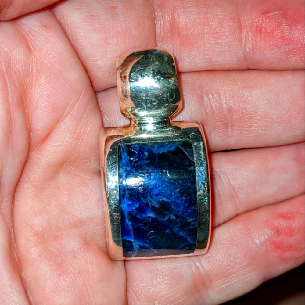 Vintage Sodalite Sterling Taxco Pendant